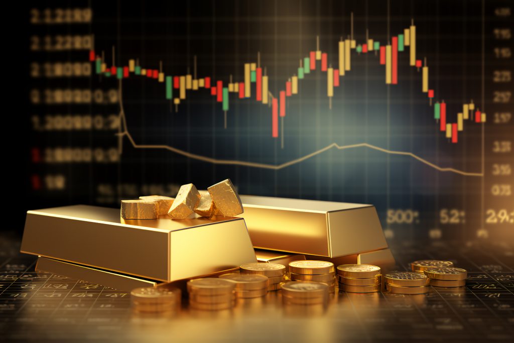 GOLD BARS AND TRADING GRAPHS