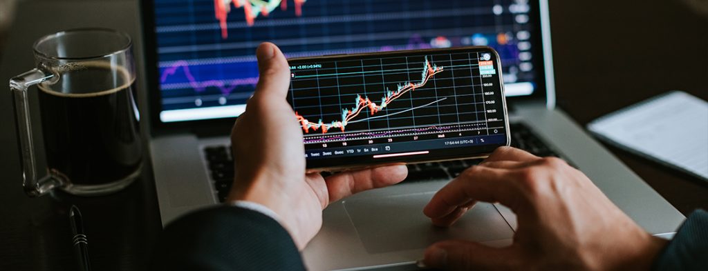 trading graphs on a mobile screen