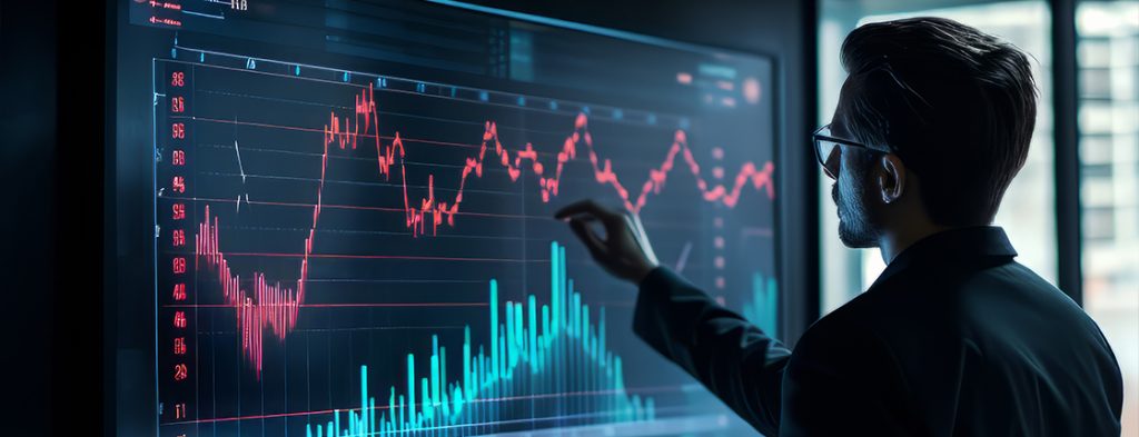 trading graphs on a screen